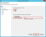 Wizard page Windows Firewall create new Inbound Rule TCP specific port choice